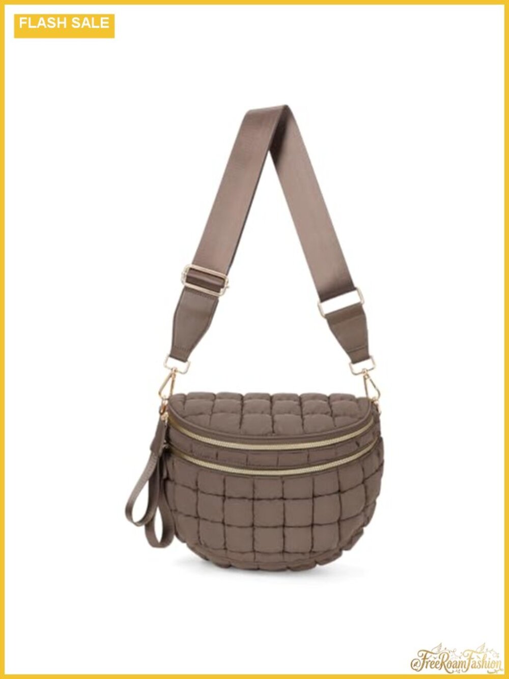 Quilted Nylon Crossbody Bum Bag Oversized Adjustable Strap Fanny Pack